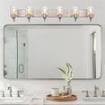 thumbnail image 6 of Kira Home Armada II 48" 6-Light Over Mirror / Bathroom Light, Hammered Glass Shades, Curved Arms, Brushed Nickel, 6 of 9