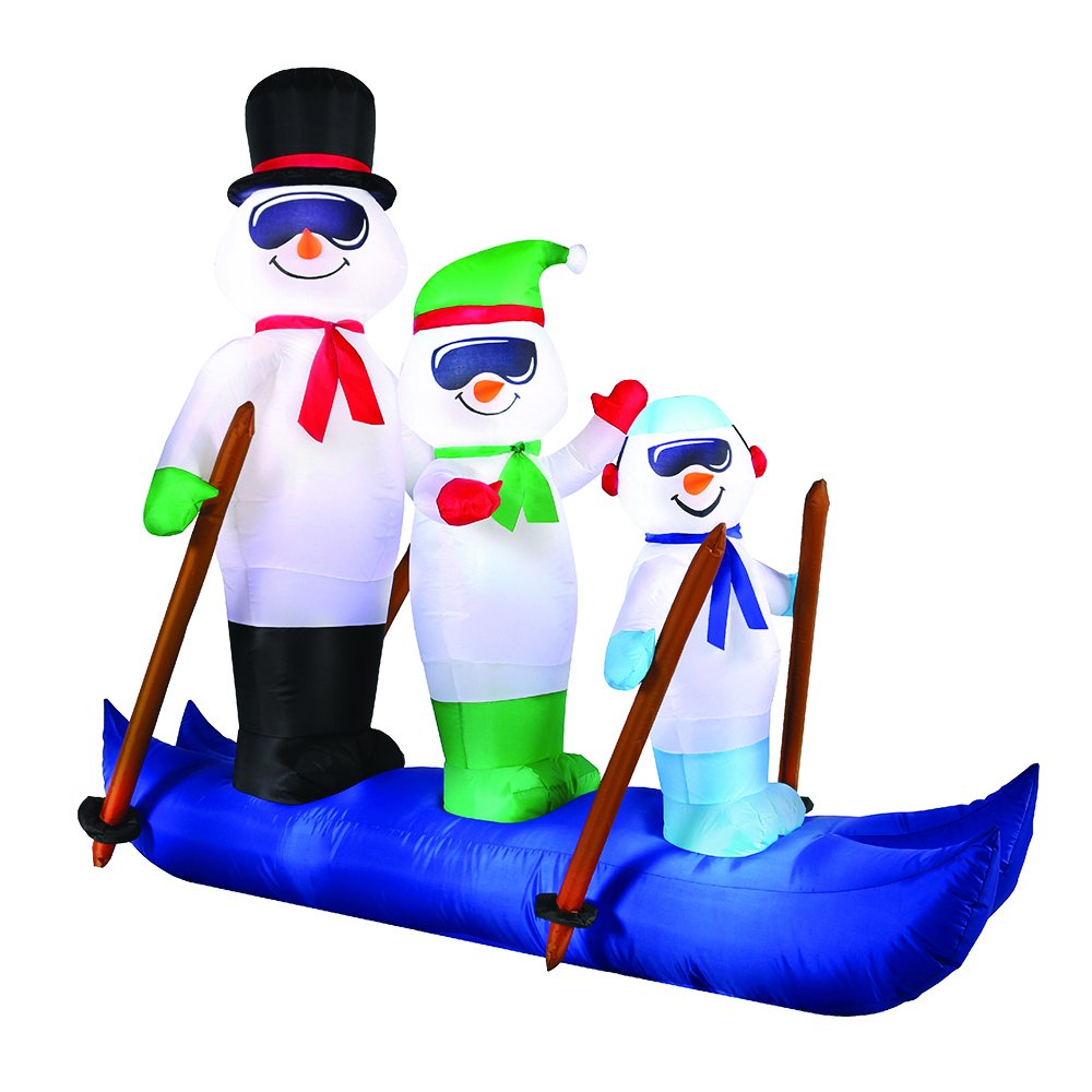 Holiday Time Yard Inflatables Snowmen on Skis, 6 ft