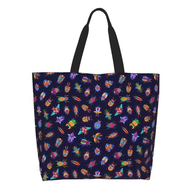Disketp Colorful Insects Bolsa Tote Estampada para Mujer, Bolso de Hombro y de Mano para Compras y Viajes