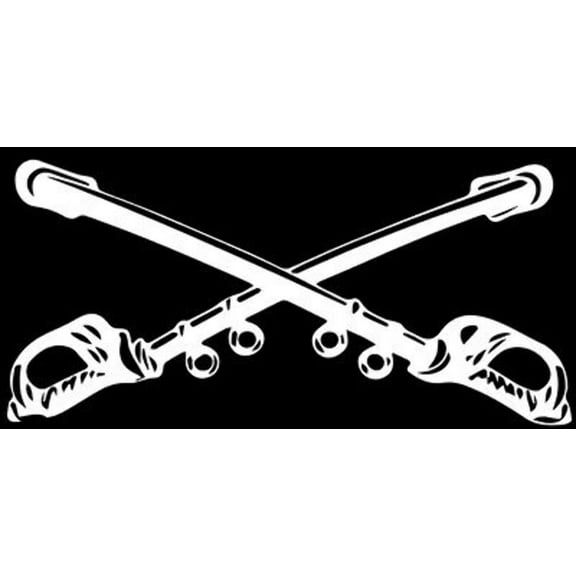 1st First Cavalry Crossed Sabers Black White Vinyl Decal Bumper Sticker