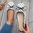 thumbnail image 2 of Gpaecead Women's Bow Polka Dot Flats Square Toe Vintage Slip On Cushioned Insole Non Slip Shoes For Commute And Casual, White, 2 of 8