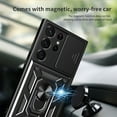 thumbnail image 5 of Heavy Duty Case for Samsung Galaxy S23 Ultra, Camera Lens Sliding Rugged PC + Soft TPU Hybrid Shockproof Anti-Slip Cover with Magnetic Car Mount Ring Holder Kickstand Case,Silver, 5 of 10