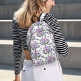 thumbnail image 6 of Naloa Violets Flowers Canvas Backpack for Men Women Rucksack Casual Travel Daypack College Tote Satchel Bookbag for Teens-Medium, 6 of 7