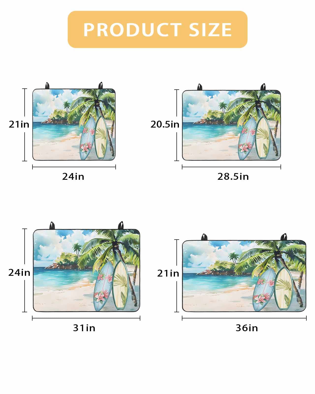 nqOlkjepod Large Induction Cooktop Protector Mat 24"x21", Summer Beach Stove Top Covers for Electric Stove, Tropical Coastal Palm Tree Surfboard Stove Burner Cover Mats, Glass Top Stove Cover
