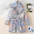 thumbnail image 2 of WUANDIXFA Boys Girls Robe Kids Flannel Hooded Bathrobe Sleepwear Pajamas Toddler Soft Plush Robes for Girls Bathrobe Toddler Girl Long,Dark Gray,4-5 Years, 2 of 9