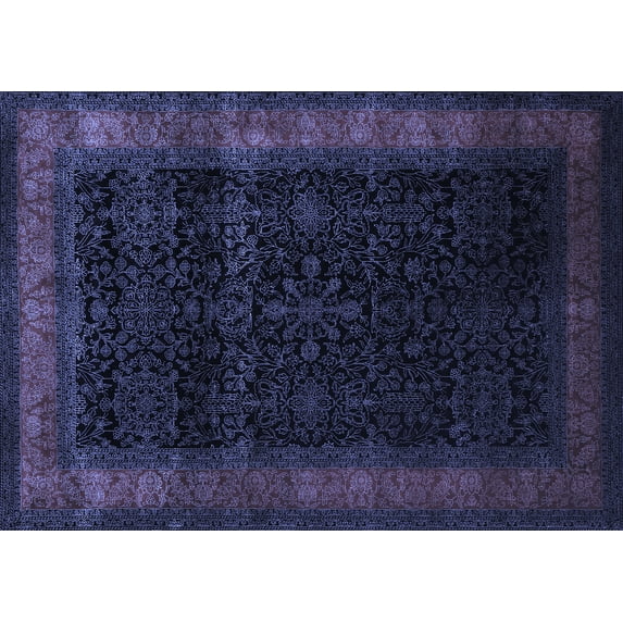 Ahgly Company Machine Washable Indoor Rectangle Persian Blue Traditional Area Rugs, 7' x 9'