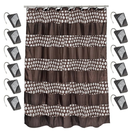 Sweet Home Collection Sinatra Fabric Shower Curtain and Hook Set
