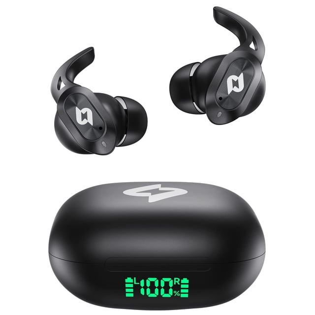 Auriculares inalámbricos Bluetooth con estuche de carga inalámbrica, reproducción de 32 horas, pantalla LED,