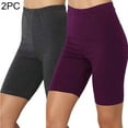 thumbnail image 2 of Biker Shorts Women - 2 Pack High Waisted Tummy Control Workout Gym Running Yoga Compression Summer Short Leggings, 2 of 9