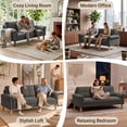 thumbnail image 4 of Lofka 70" Gray Linen Sofa with Side Storage Pocket Modern Couch for Living Room and Offices Linen Room Sofa, 4 of 9