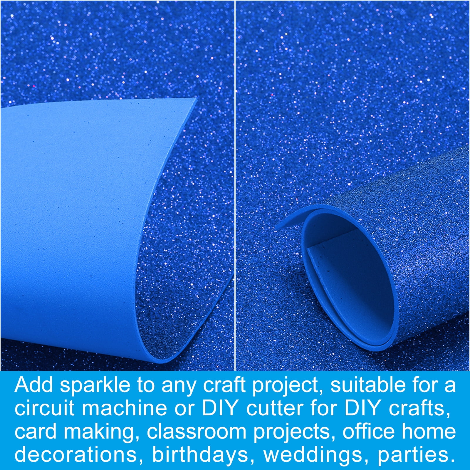 Uxcell 20 Sheets 2mm Glitter Foam Sheet, 16" x 12" Blue Sparkle EVA Paper