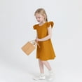 thumbnail image 4 of CHEEREAM Girls Summer Dress Flutter Sleeveless A-Line Sundress Casual Elegant Midi Dresses for 4-14 Years Orange 9 Years, 4 of 8