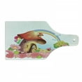thumbnail image 1 of Mushroom Cutting Board, Little Shroom House in Garden of Flowers Rainbow Fruit Trees Circus Tent Balloons, Tempered Glass Cutting and Serving Board, Wine Bottle Shape, Multicolor, by Ambesonne, 1 of 1