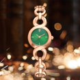 thumbnail image 2 of Reloj de pulsera de cuarzo redondo de aleación para mujer de moda, correa causal de rosa dorada (esfera verde), 2 of 5