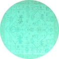 thumbnail image 1 of Ahgly Company Machine Washable Indoor Round Oriental Turquoise Blue Traditional Area Rugs, 6' Round, 1 of 4