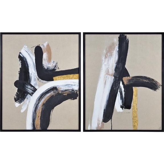 Renwil Ilya 40" Contemporary Linen and Polystyrene Framed Canvas in Multi-Color
