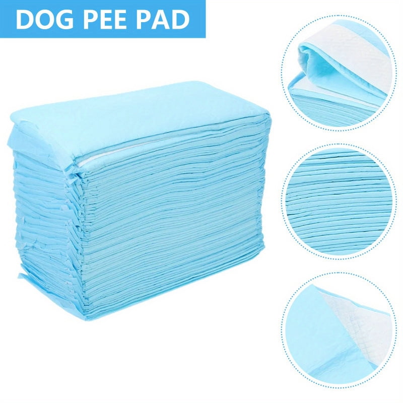 Dog and Puppy Potty Training Pee Pads, Large Disposable Absorbent Dog Pee Pads, Size 24 x 24 inch, Blue & White, 50 Count