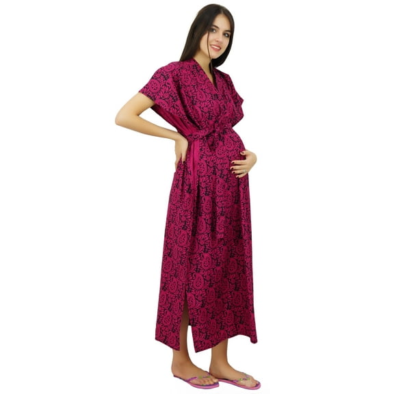 Bimba Nursing Mothers Cotton Kaftan Front & Back Buttons Maternity Night Wear