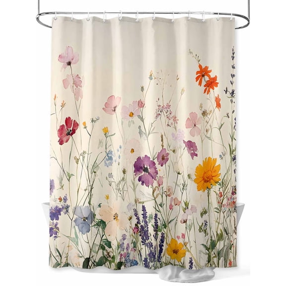 Fsddascl Vintage Spring Floral Shower Curtain Set - 66" x 72" Washable Bathtub Curtain with 12 Hooks, Summer Botanical Flowers Waterproof Fabric Stall Shower Curtains for Bathroom/Bathtub Décor