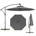thumbnail image 1 of Costway Parasol Déporté de 3 m (10 Pi) avec Protection Solaire, Éclairage DEL, Rotation à 360°, Gris, 1 of 7