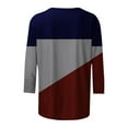 thumbnail image 4 of ATOYSOY Women's Loose Tops Fashion Crew Neck Sweatshirts Outwear Casual Shirts 3/4 Sleeve Tees Fall Winter Color Block Pullover Workout Retro Red XXL, 4 of 5