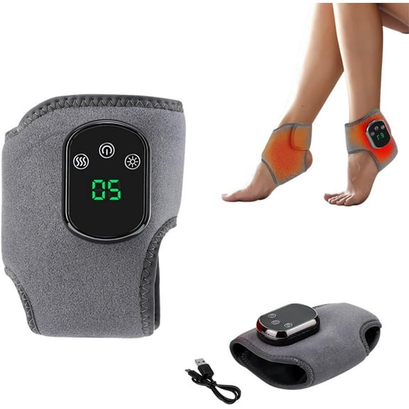 Portable Foot and Ankle Massager with Heat – 3-Speed Vibration & 5-Temperature Settings, Wireless for Pain Relief, Swelling, Plantar Fasciitis, Travel & Home Use