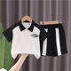 thumbnail image 2 of Odeerbi 1-7 Años Niños Niñas Conjuntos de Verano Estampado Deportivo Algodón Manga Corta Cuello Abotonado Tops Pantalones Cortos Conjunto de Dos Piezas Escuela, 2 of 4