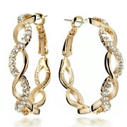 Women's 18K Filled Swarovski zirconia Crystal Round Hoop Pierced Earrings for Women birthday Gift Idea Gm045Rg , Size: 4cm Diameter