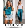 thumbnail image 5 of Ekouaer Womens Silk Satin Pajamas Set Two Piece Pj Sets Sleepwear Loungewear Short Sleeve Pj Sets, 5 of 6