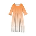 thumbnail image 5 of Abcomgle Girls Summer Dress Kids Casual A-Line 3/4 Sleeve Maxi Dress Gradient Crew Neck Sundresses Tiered Beach Dresses with Pockets,4-5 Years Orange, 5 of 5