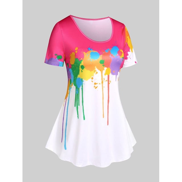 Camiseta Salpicadura de Pintura Tamaño Grande Rosegal Camisetas tallas grandes