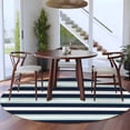 thumbnail image 4 of Turquoise Navy Blue Stripe Round Living Room Rugs 5 ft, Modern Abstract Washable Area Rug with Non-Slip Sturdy Edge Binding Round Carpet for Entryway Kitchen Bedroom Bathroom, 4 of 9