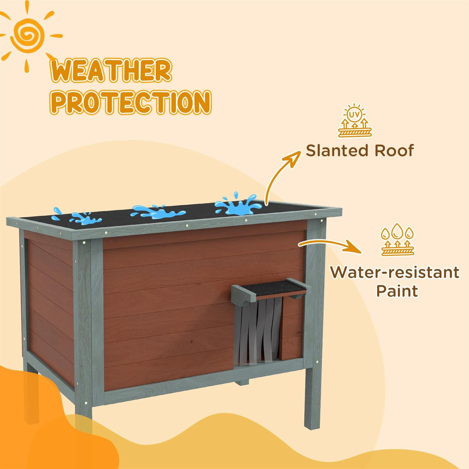 Pefilos Outdoor Weatherproof Cat House with Removable Floor, Wooden Feral Shelter for Cats and Small Animals, Brown