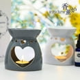 thumbnail image 3 of Warmself Delicate Romantic Metal Tealight Candle Holder Oil Tart Burner Aroma Diffuser Furnace Home Decoration Heart Shaped Hollow Out White, 3 of 5