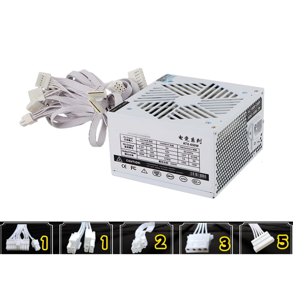 Zeiwohndc 650W Power Supply with 120mm Fan Video Game Computer Chassis Power Supply
