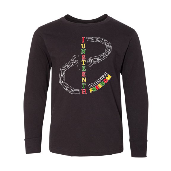 Inktastic Juneteenth-Celebrating Freedom- Breaking Chains Long Sleeve Youth T-Shirt