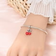 thumbnail image 4 of Jeffery Charms 925 Silver Fruit Strawberry Cherry Lemon Avocado Kiwi Pineapple Watermelon Pendant for Women Bracelet Necklace,Pink bow heart cherry,Fruit, 4 of 8