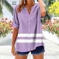 thumbnail image 2 of Fengactive Plus Size Short Sleeve V Neck Tops for Women Trendy Button Down Blouses Soft Summer Boho Shirts, 2 of 5