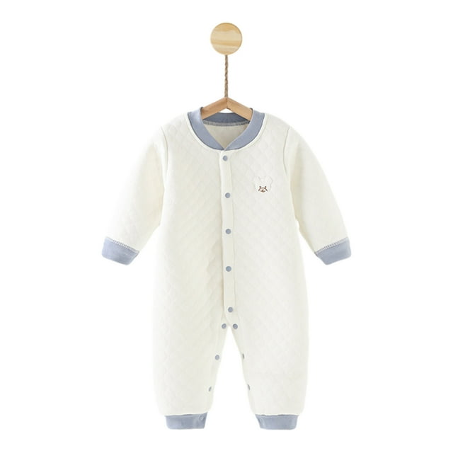 WRKEKC Barboteuse Matelassée pour Bébé Motif Col Rond Boutons Pression Épaissie Chaude Ajustée Confortable Combinaison Automne Hiver pour Garçons et Filles 3-24 Mois