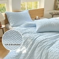thumbnail image 3 of Light Blue Gingham King Quilt Set, Soft Pre-Washed Microfiber Blue Plaid King Bedspread, Lightweight Checked Summer Quilt, Grid Bedding Coverlets for All Seasons (Includes 1 Quilt, 2 Pillow Shams), 3 of 7