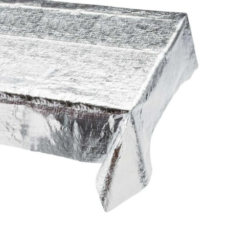 Metallic Silver Banquet Plastic Tablecloth