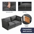 thumbnail image 5 of ZAFLY Living Room Sofa Set, Loveseat Sofa with Pillows, Upholstered Couch with Adjustable Armrests and Backrest, Modern Linen Minimalist Sleeper Sofas and Couches - Dark Grey, 5 of 9