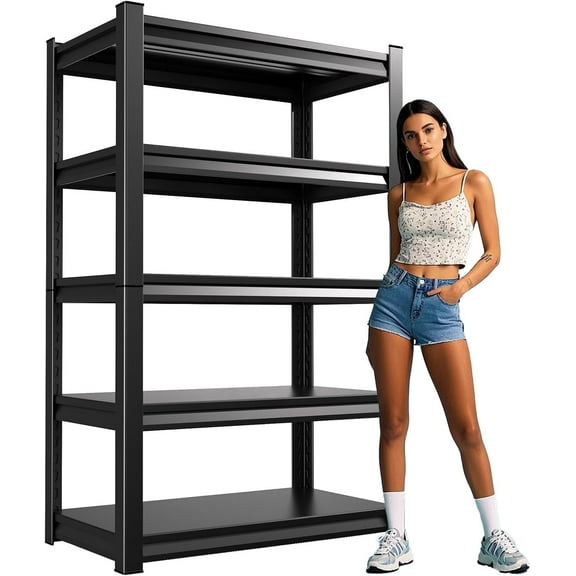 Garage Shelving Heavy Duty Storage Shelves Easy Assembly 5 Tier Adjustable Metal Shelving Utility Shelf Rack Garage Storage Organizer for Basement, Warehouse (72" H x 35.4" W x 15.7" D)