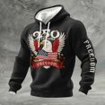 thumbnail image 2 of 250 Anniversary USA Hoodie, Mens Patriotic Hoodies American Flag Eagle Shirt Long Sleeve Casual Waffle Pullover Hoodies with Pocket, 2 of 5