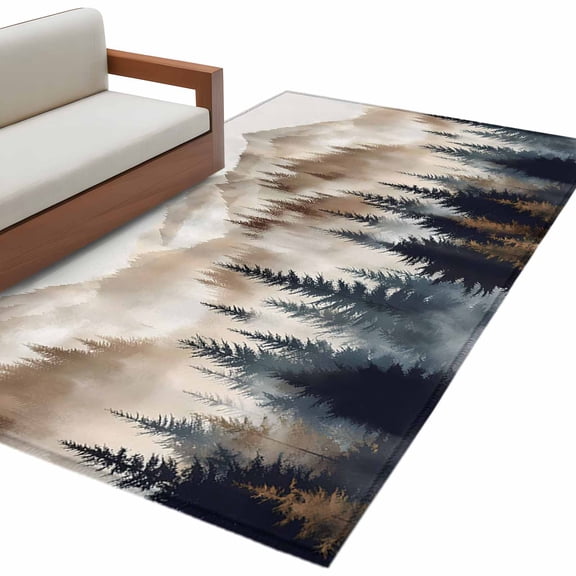 Kitchen Mats for Floor 3x5 Ft, Tan Trees Forest Non Slip Area Rugs for Kitchen Bedroom Entryway, Mountain Woods Natural Scenery Washable Carpet Runner Rug Floor Mats for Bedroom Home Decor