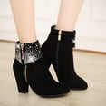thumbnail image 4 of POROPL Womens Boots Ankle High Heel Side Zip Up Rhinestone Shoes,Womens Boots Size 4.5, 4 of 6