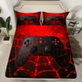 thumbnail image 2 of Manfei Kids Gamepad Controller Twin Sheet Sets,Console Video Game Twin Fitted Sheet,Black Red Flat Sheet For Boys,Luxury Bedroom Decor,3-Piece, 2 of 7