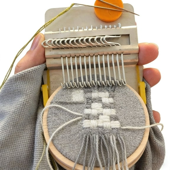 Weaving Loom Kit Spring Cord,Needles,Wood Board Set Darning Loom Convenient 12 Hooks Weaving Loom Machine for Clothes Socks Speed Weave Type Weave Tool DIY Weaving Arts for Beginners