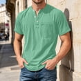 thumbnail image 2 of JAJAHO Mens Henley T Shirt Casual Pocket Tee Summer Short Sleeve Solid Color Loose Fit Tshirts Comfy Tops, 2 of 4