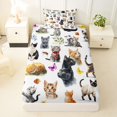 thumbnail image 3 of jejeloiu Watercolor Cat Floral Twin Sheet Sets Kids,Wildflower Kitten Pattern Bedding,3-Piece, 3 of 6